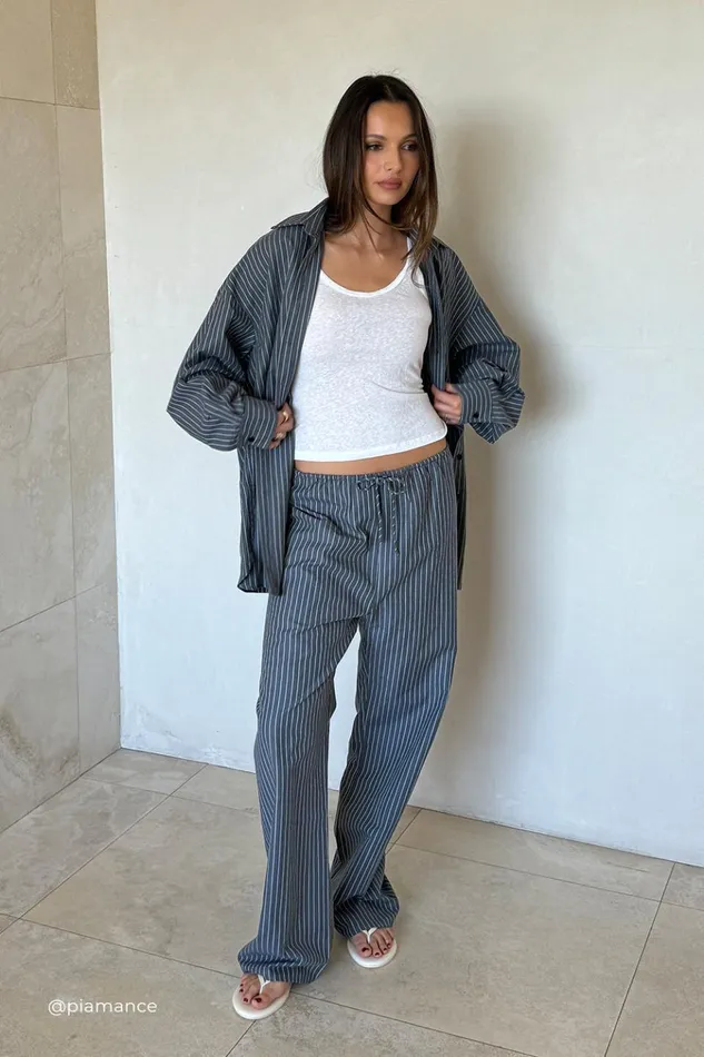 Women Pants DISSH MASON SLATE STRIPE DRAWSTRING PANT
