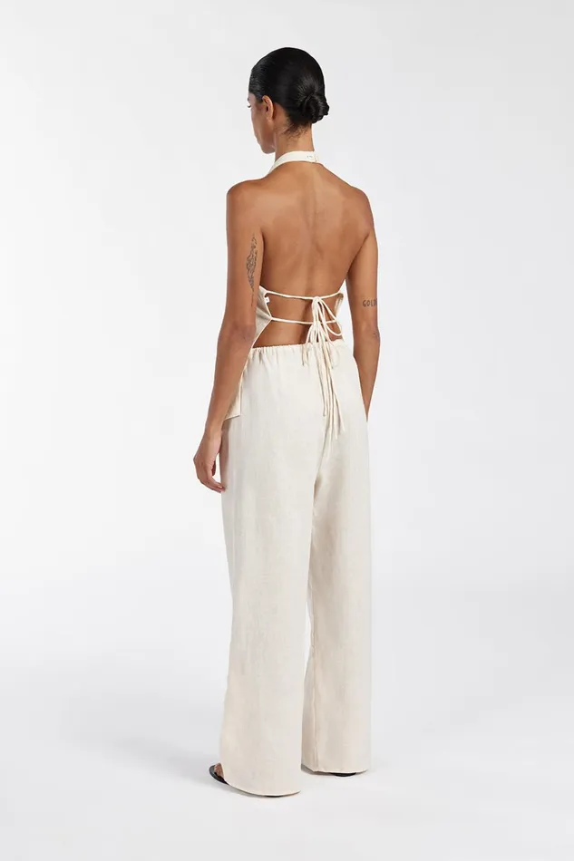 Women Pants DISSH NALA CREAM ELASTIC WAIST PANT