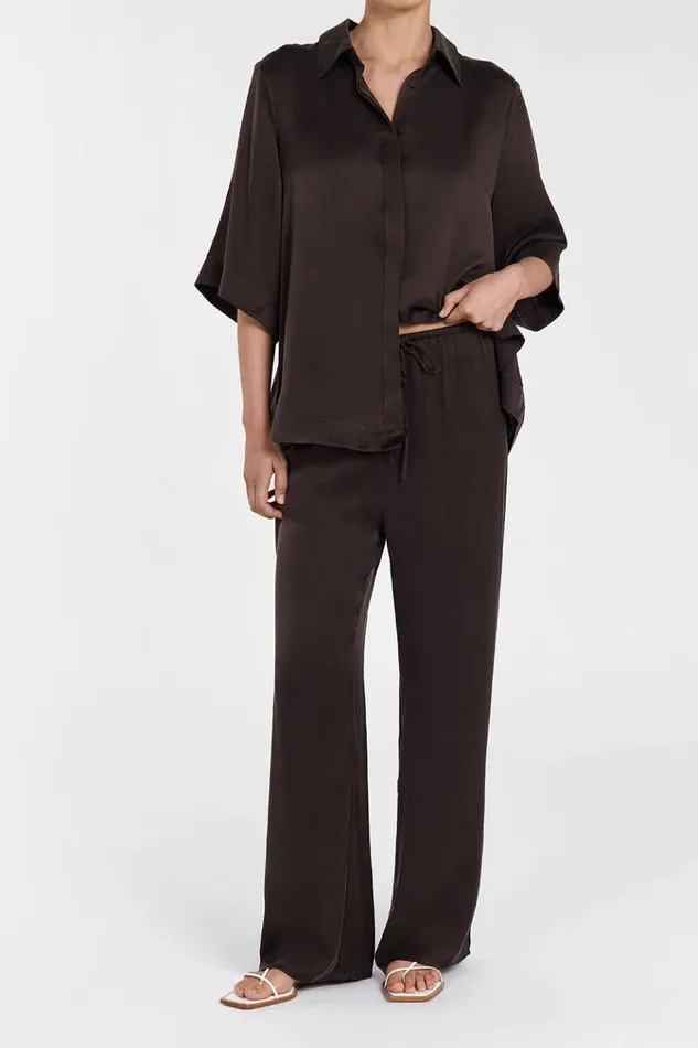 Women Pants DISSH PERCY BITTER CHOC SILK PANT
