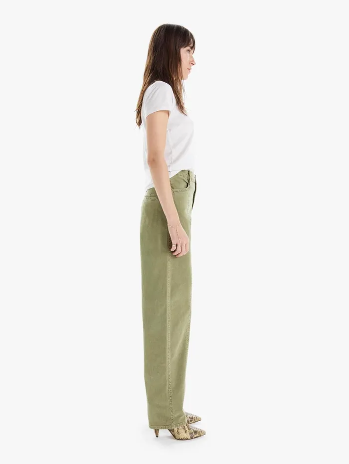 Women Pants Mother Denim High Waisted Seamed Curb Side Heel Medium Green