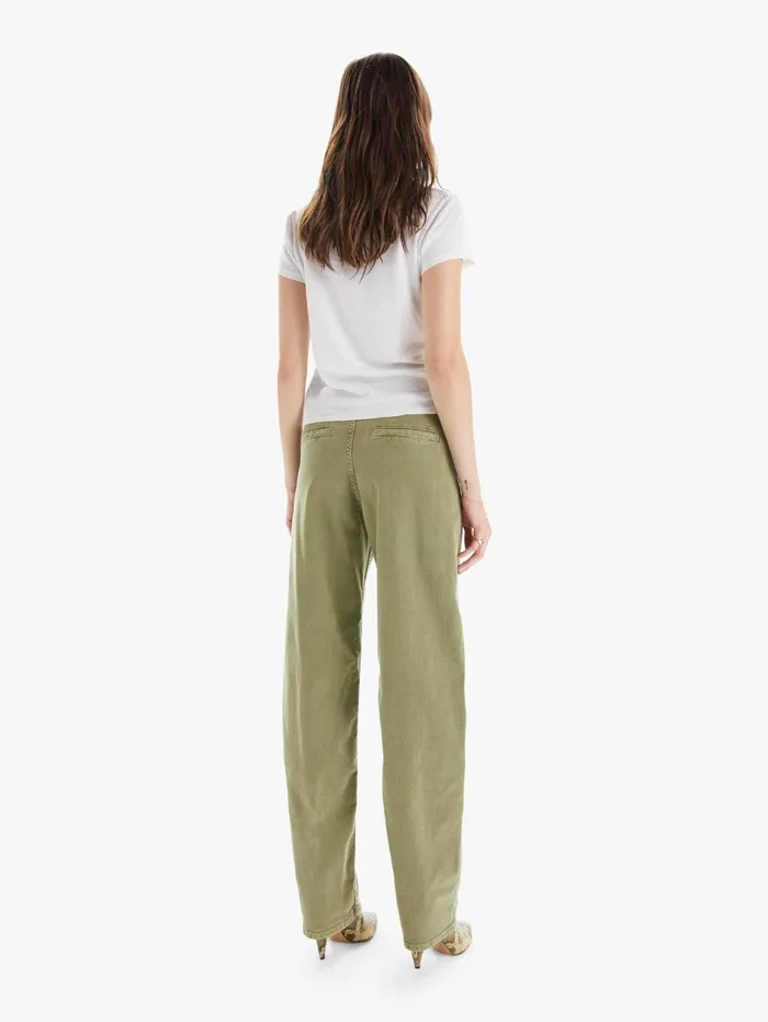 Women Pants Mother Denim High Waisted Seamed Curb Side Heel Medium Green