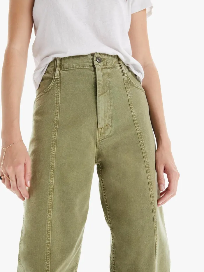 Women Pants Mother Denim High Waisted Seamed Curb Side Heel Medium Green