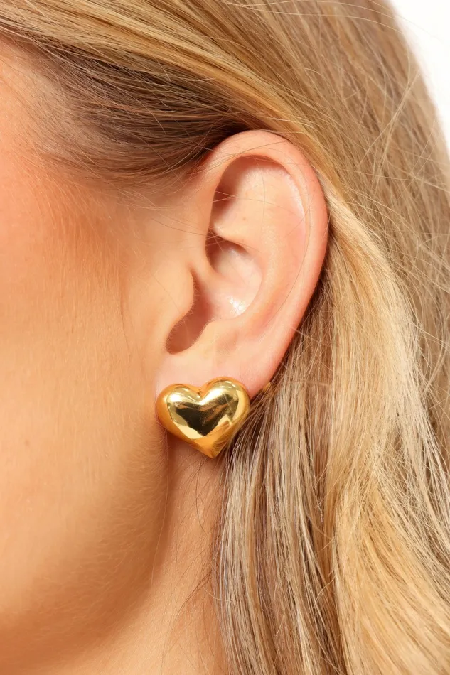 Women Petal and Pup Kenny Heart Earrings Gold Earrings