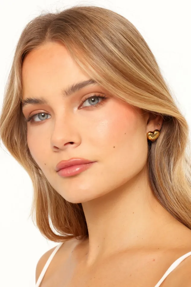 Women Petal and Pup Kenny Heart Earrings Gold Earrings