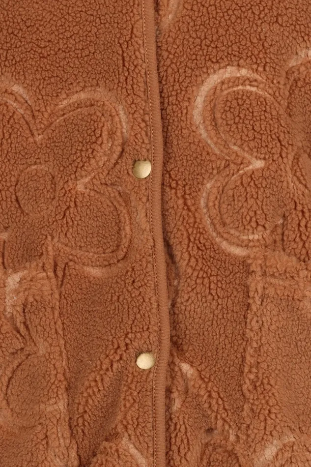 Women Petal and Pup Lasky Flower Pattern Button Down Jacket Camel Jackets and Coats