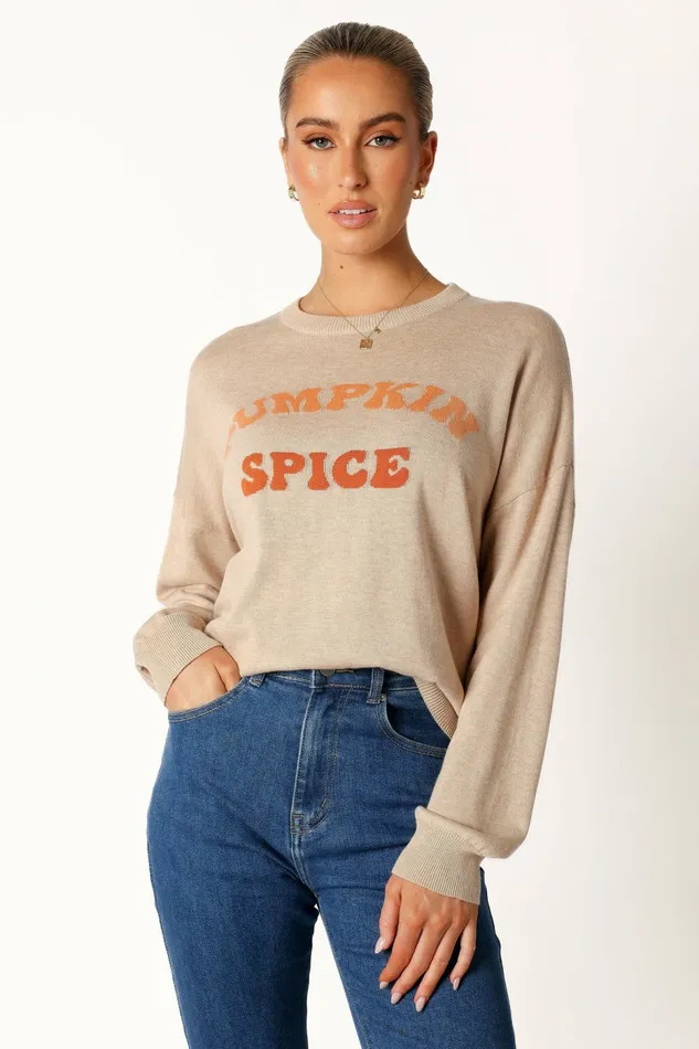 Women Petal and Pup Pumpkin Spice Knit Sweater Oatmeal Sweaters