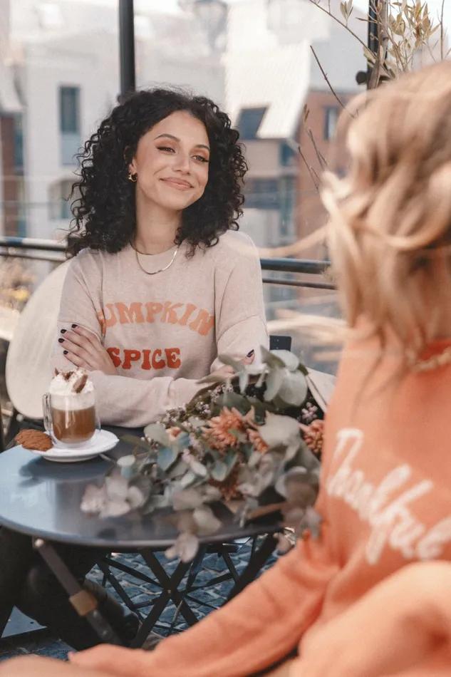 Women Petal and Pup Pumpkin Spice Knit Sweater Oatmeal Sweaters