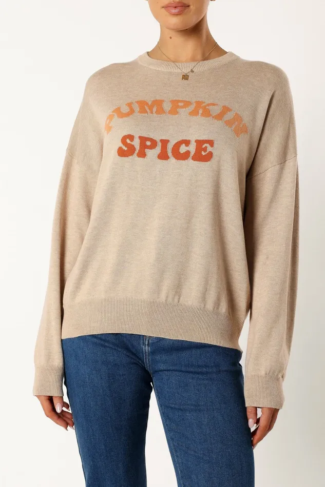 Women Petal and Pup Pumpkin Spice Knit Sweater Oatmeal Sweaters