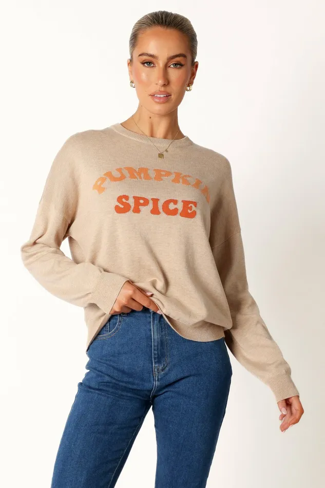 Women Petal and Pup Pumpkin Spice Knit Sweater Oatmeal Sweaters