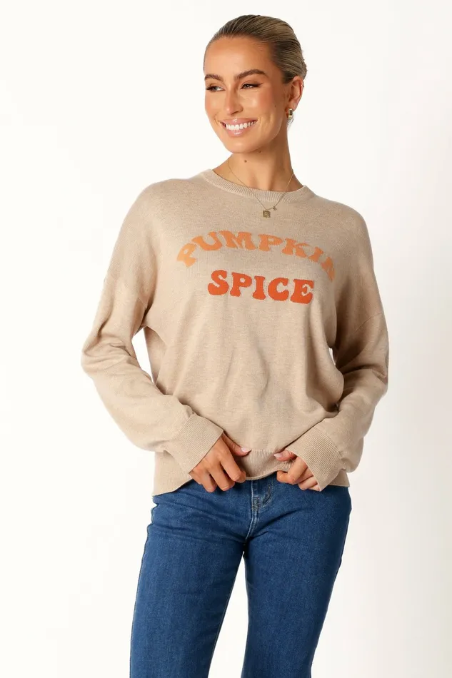 Women Petal and Pup Pumpkin Spice Knit Sweater Oatmeal Sweaters