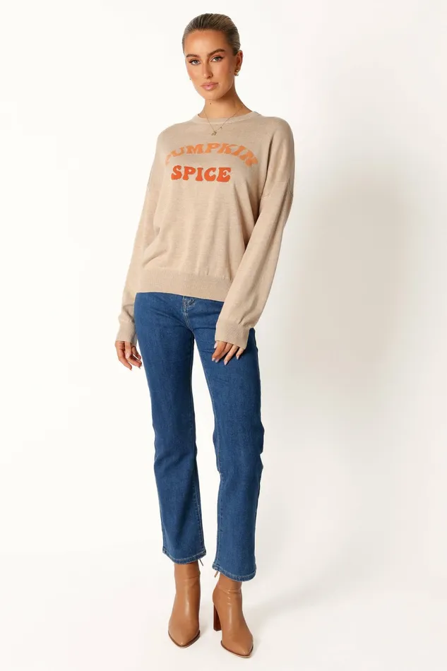 Women Petal and Pup Pumpkin Spice Knit Sweater Oatmeal Sweaters