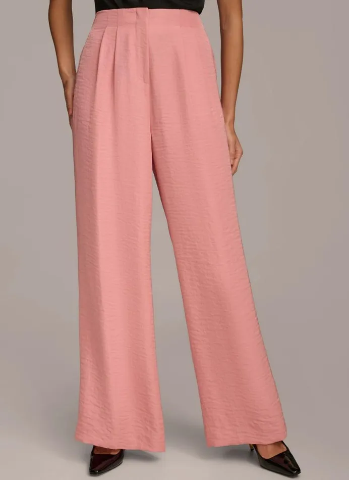 Women PLEATED WIDE LEG PANT Tourmaline Donna Karan New York Pants