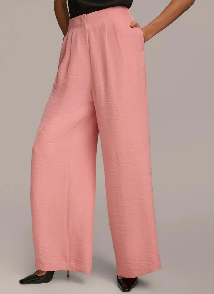 Women PLEATED WIDE LEG PANT Tourmaline Donna Karan New York Pants