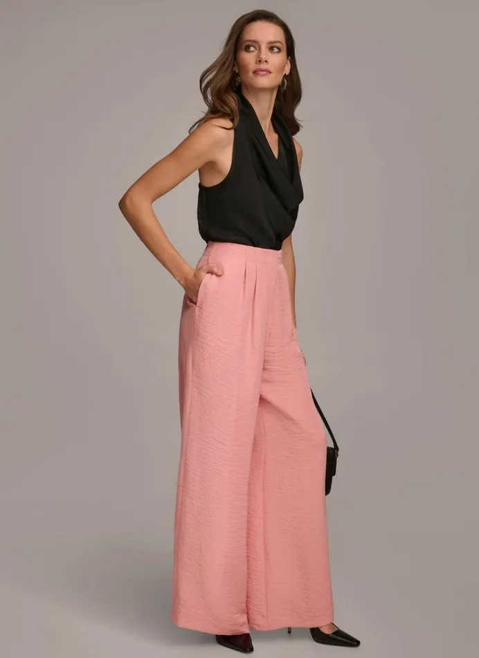 Women PLEATED WIDE LEG PANT Tourmaline Donna Karan New York Pants