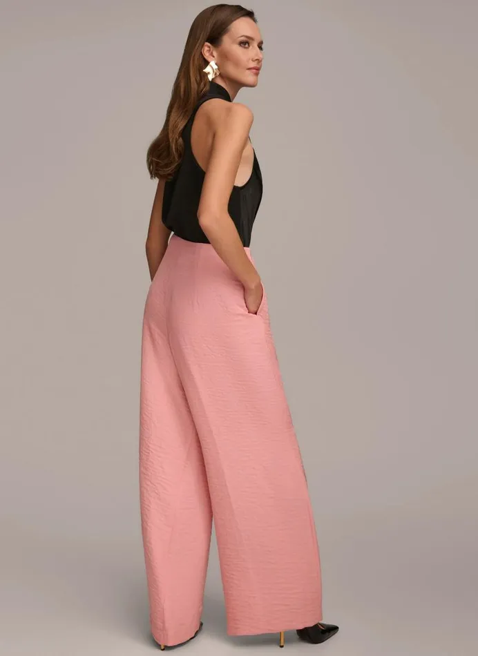 Women PLEATED WIDE LEG PANT Tourmaline Donna Karan New York Pants