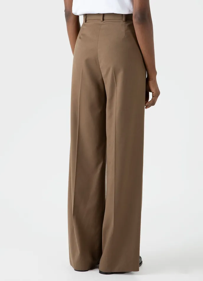 Women Pleated Wool Trouser Dark Camel Pants ussunspel Women Pleated Wool Trouser Dark Camel Pants ussunspel