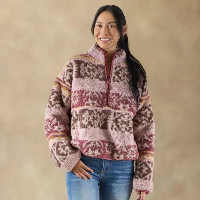Women Printed Heidi Sherpa Pullover Berry Sundance Catalog Tops Women Printed Heidi Sherpa Pullover Berry Sundance Catalog Tops
