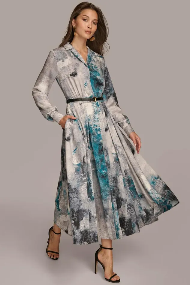 Women PRINTED SHIRT DRESS WITH BELT Peacock Multi Donna Karan New York Dresses And Jumpsuits Women PRINTED SHIRT DRESS WITH BELT Peacock Multi Donna Karan New York Dresses And Jumpsuits