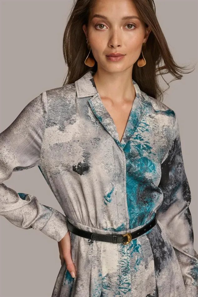 Women PRINTED SHIRT DRESS WITH BELT Peacock Multi Donna Karan New York Dresses And Jumpsuits Women PRINTED SHIRT DRESS WITH BELT Peacock Multi Donna Karan New York Dresses And Jumpsuits