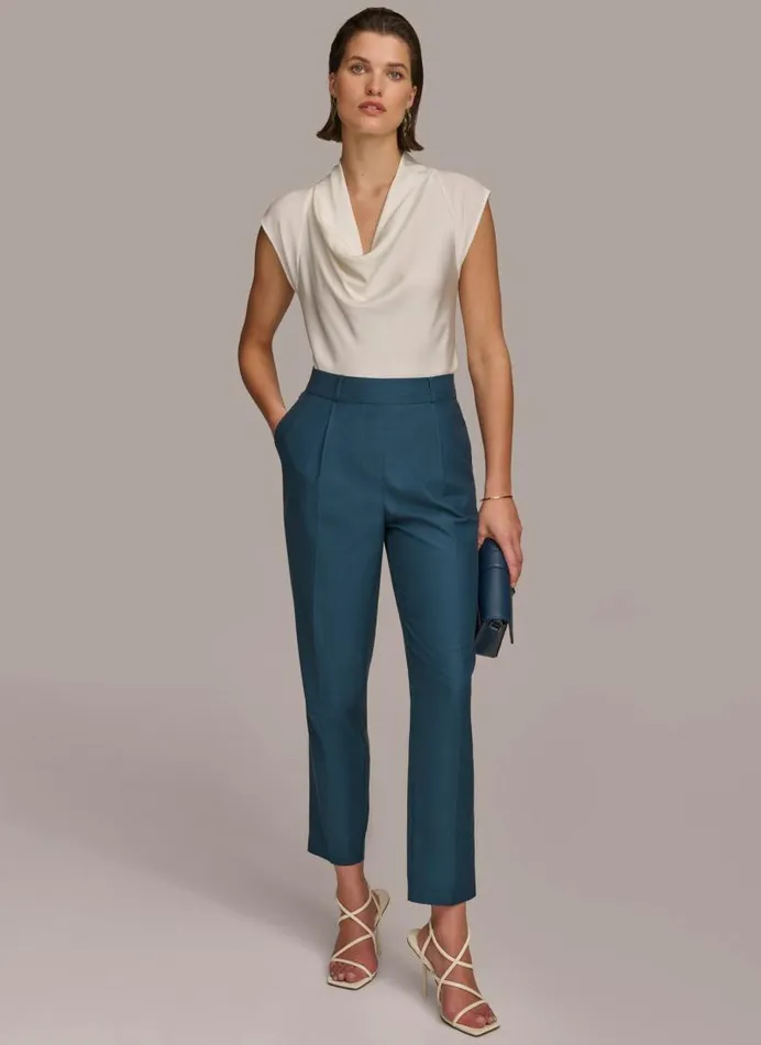 Women PULL ON TROUSER WITH PLEATS Tide Navy Donna Karan New York Pants Women PULL ON TROUSER WITH PLEATS Tide Navy Donna Karan New York Pants