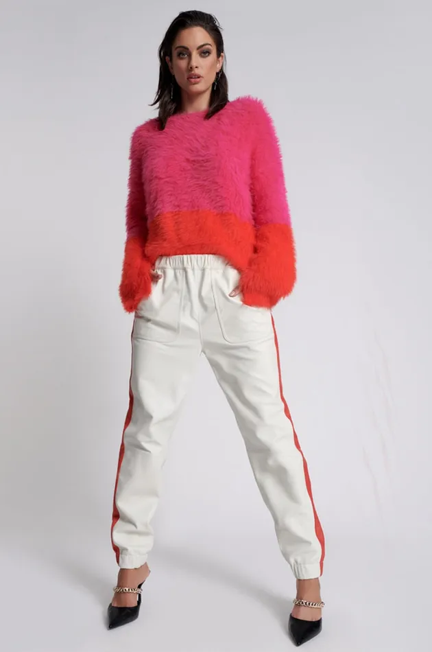 Women RED LINE LEATHER TRACK PANTS One Teaspoon Bottoms