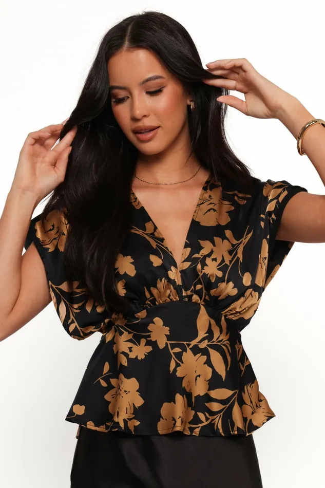 Women Ricki Top Black Gold Tops Petal and Pup
