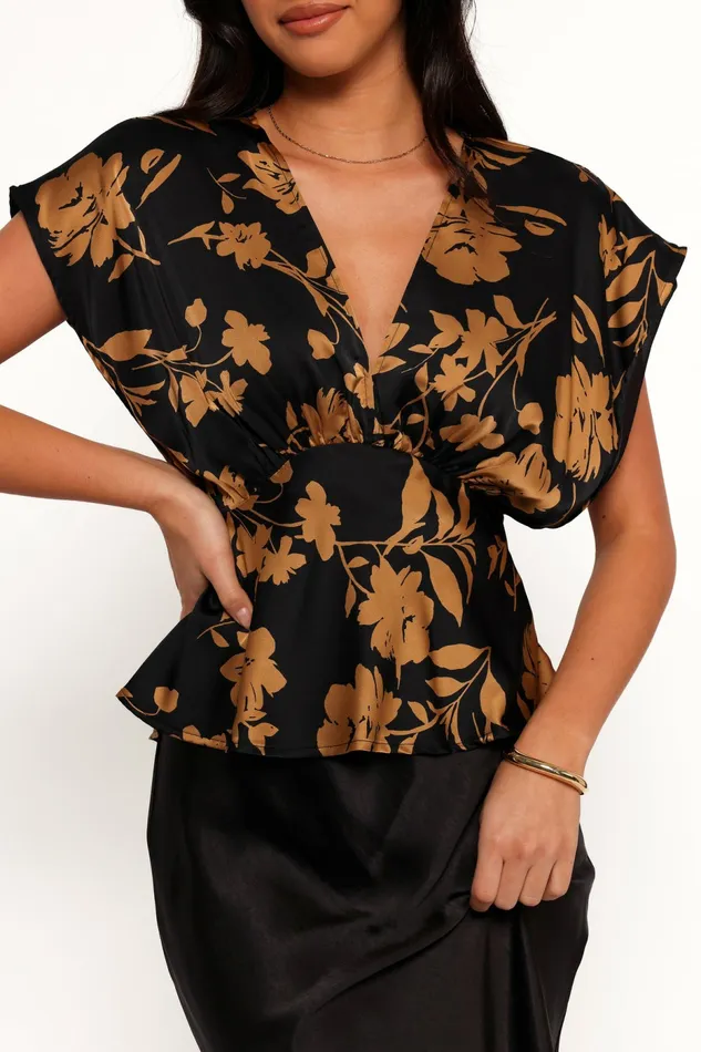 Women Ricki Top Black Gold Tops Petal and Pup