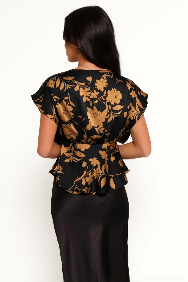 Women Ricki Top Black Gold Tops Petal and Pup