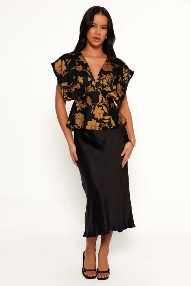 Women Ricki Top Black Gold Tops Petal and Pup