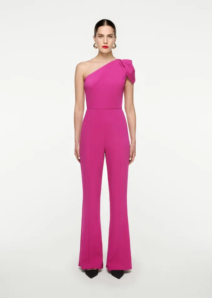 Women Roland Mouret Clothing Asymmetric Leaf Draped Jumpsuit