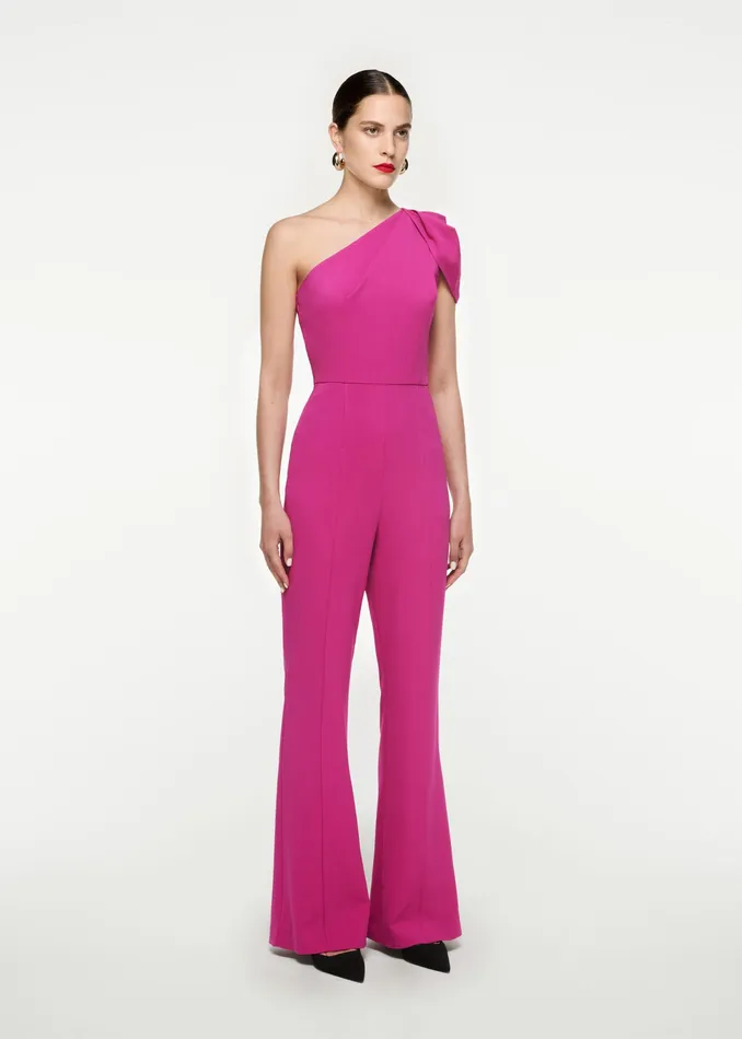 Women Roland Mouret Clothing Asymmetric Leaf Draped Jumpsuit