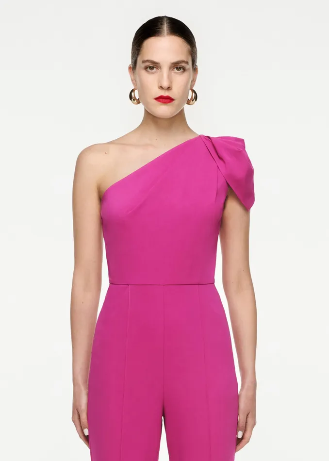 Women Roland Mouret Clothing Asymmetric Leaf Draped Jumpsuit