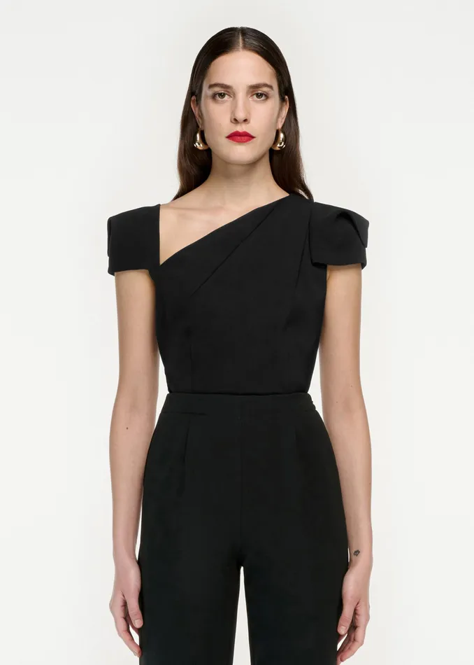 Women Roland Mouret Clothing Cap Sleeve Stretch Cady Top