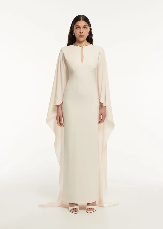 Women Roland Mouret Clothing Cape Satin Crepe Maxi Dress