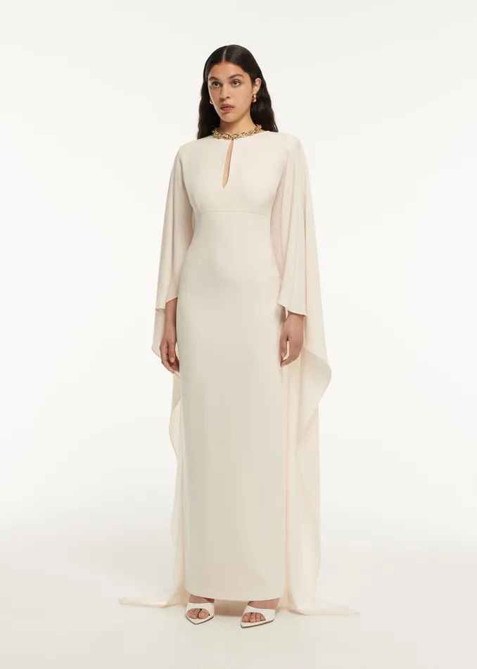 Women Roland Mouret Clothing Cape Satin Crepe Maxi Dress