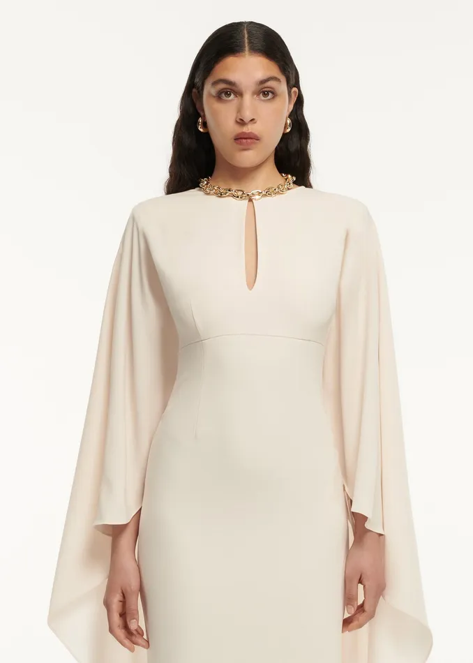 Women Roland Mouret Clothing Cape Satin Crepe Maxi Dress