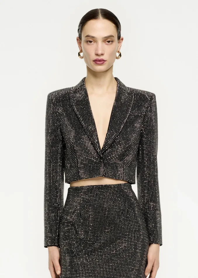 Women Roland Mouret Clothing Diamante Cropped Jacket