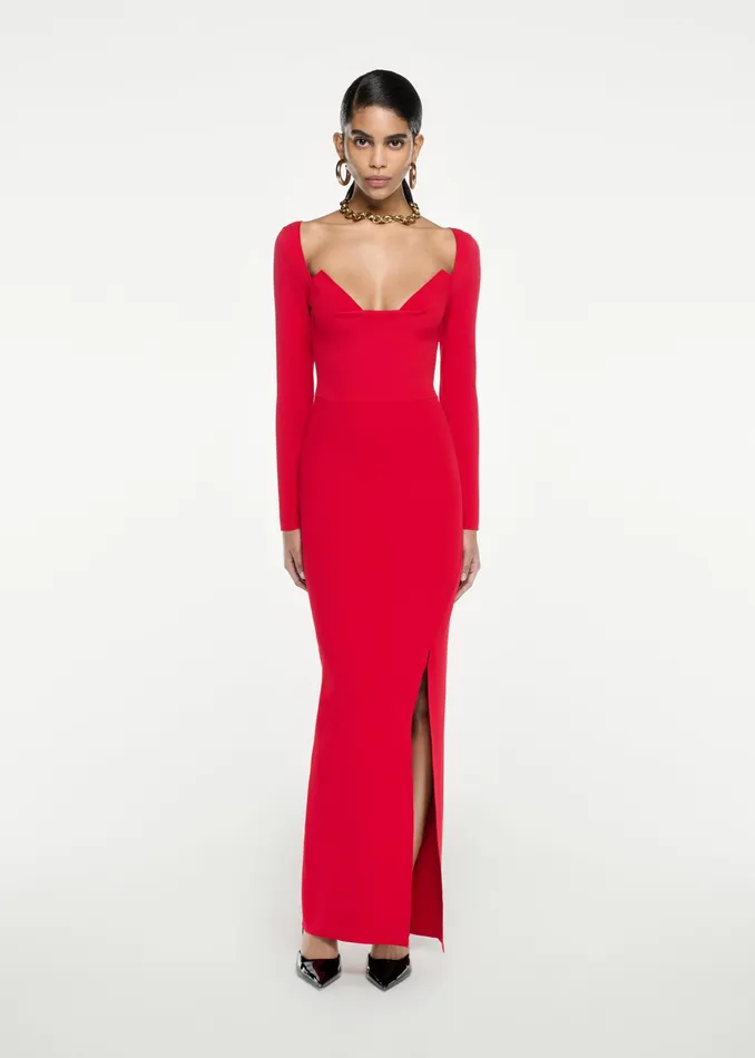 Women Roland Mouret Clothing Long Sleeve Knit Maxi Dress