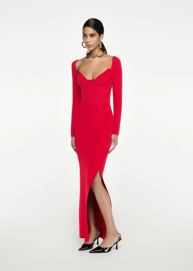 Women Roland Mouret Clothing Long Sleeve Knit Maxi Dress