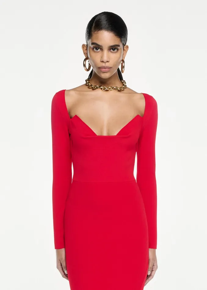 Women Roland Mouret Clothing Long Sleeve Knit Maxi Dress
