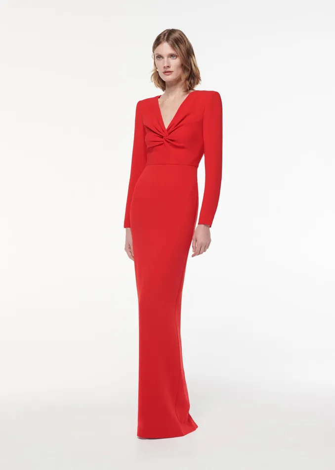 Women Roland Mouret Clothing Long Sleeve Light Cady Maxi Dress