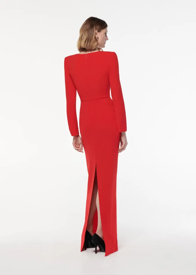 Women Roland Mouret Clothing Long Sleeve Light Cady Maxi Dress