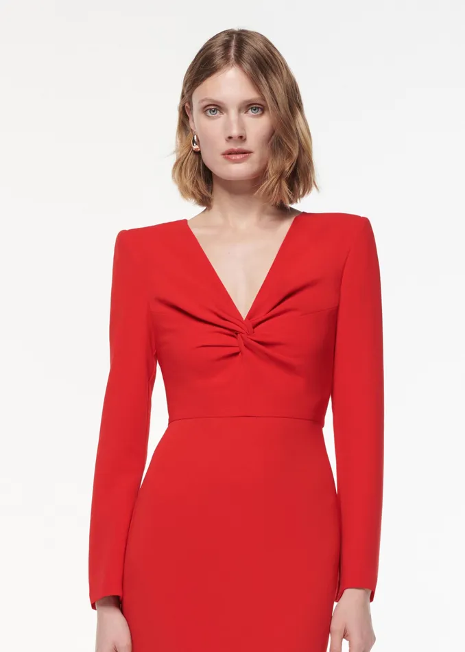 Women Roland Mouret Clothing Long Sleeve Light Cady Maxi Dress