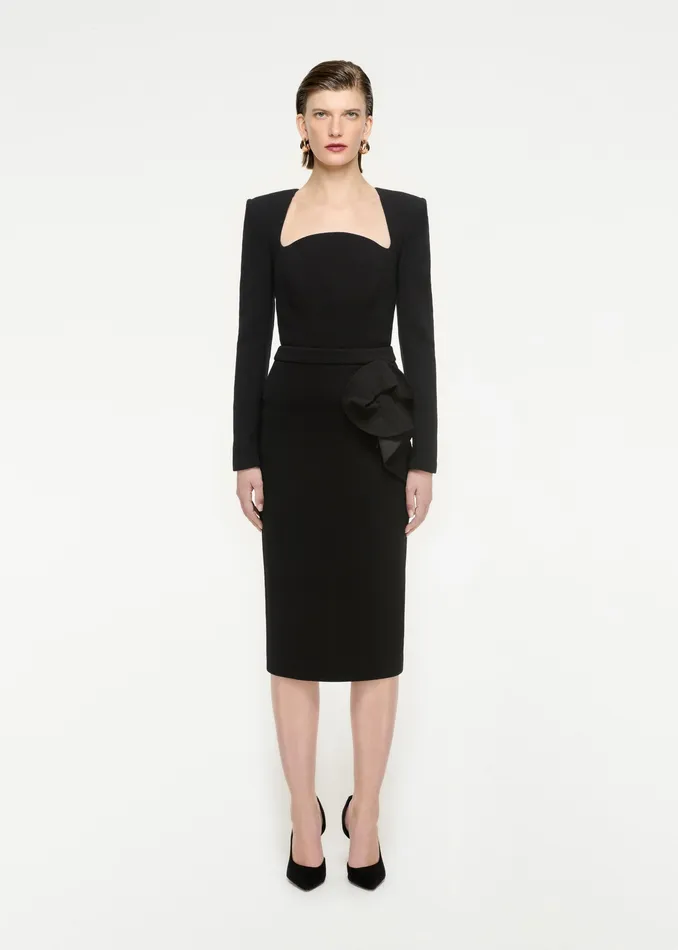 Women Roland Mouret Clothing Long Sleeve Wool Crepe Top