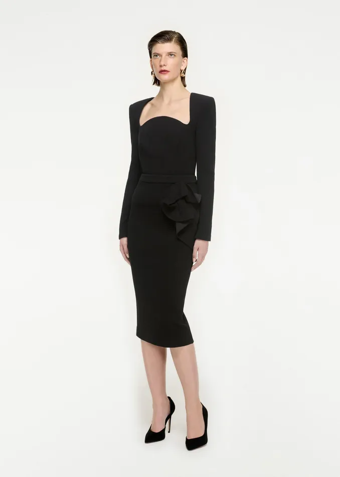 Women Roland Mouret Clothing Long Sleeve Wool Crepe Top