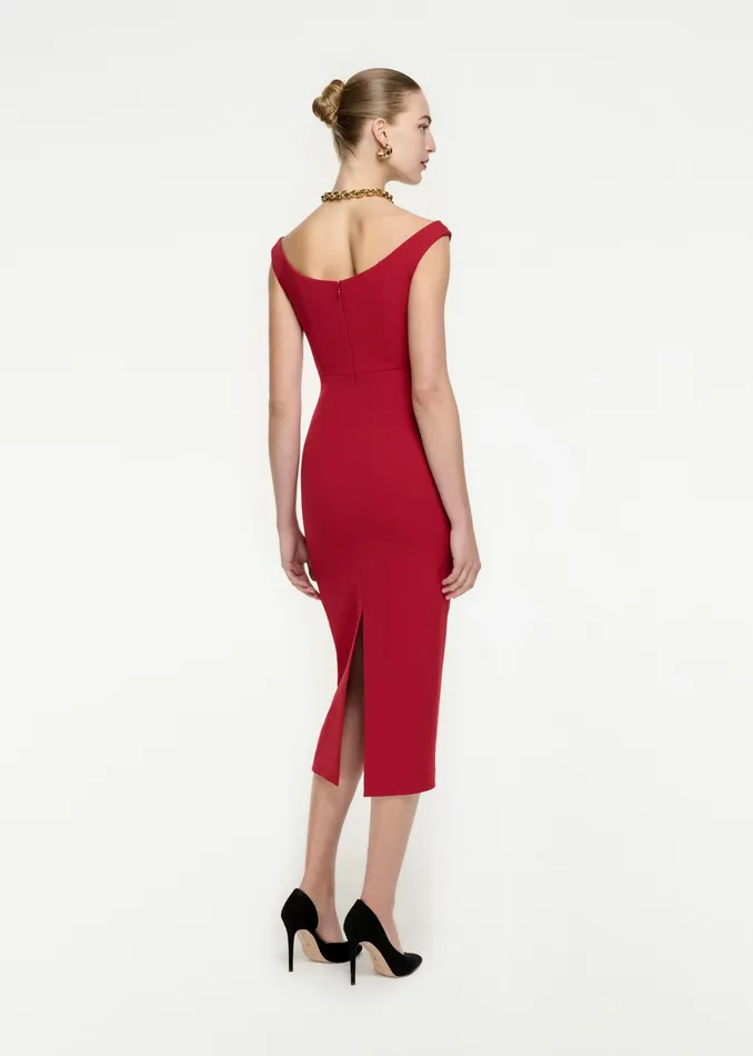 Women Roland Mouret Clothing Off The Shoulder Cowl Midi Dress