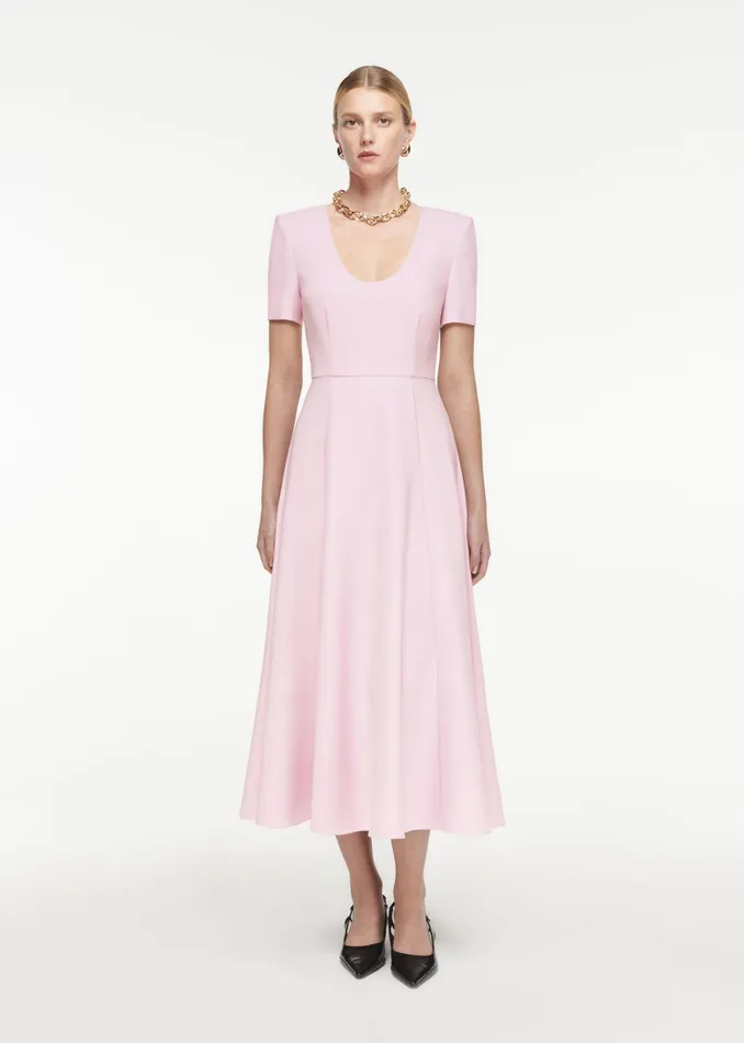 Women Roland Mouret Clothing Short Sleeve Crepe Midi Dress