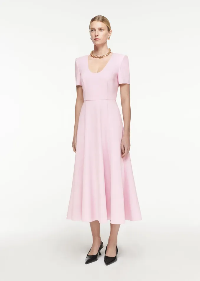 Women Roland Mouret Clothing Short Sleeve Crepe Midi Dress