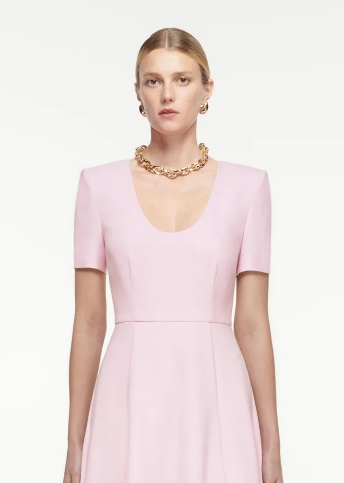 Women Roland Mouret Clothing Short Sleeve Crepe Midi Dress