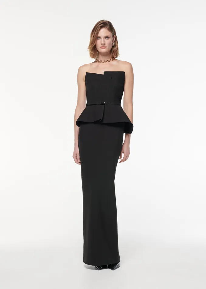 Women Roland Mouret Clothing Strapless Draped Crepe Gown